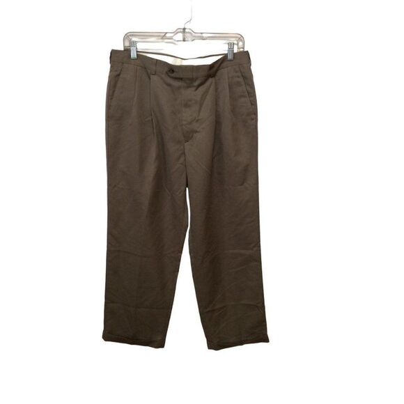 HAGGAR Men Pants 34X29 Brown Polyester - Picture 1 of 3